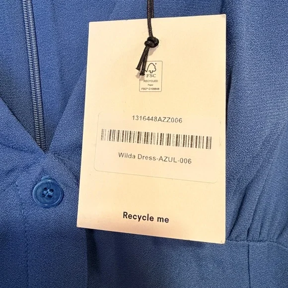 Reformation Blue “Wilda” V-Neck Button-Front Maxi Dress - Picture 4 of 9